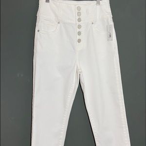 Joie Laurelle Hi-Waist Button Fly Jeans. Cropped